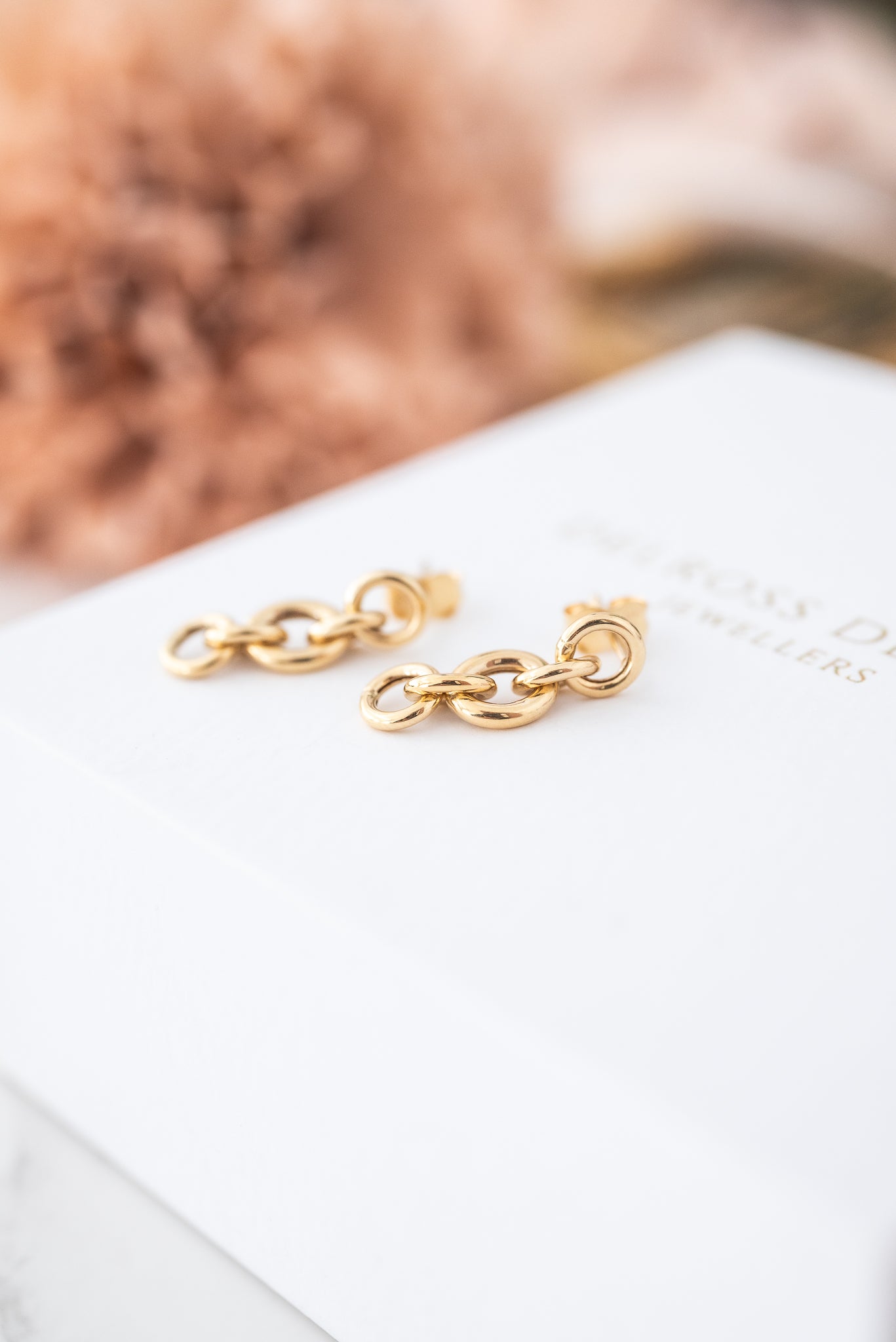 9ct Gold Link Drop Stud Earrings, Delross Design Jeweller, Brisbane Jeweller, Chermside Jeweller, Custom Jewellery