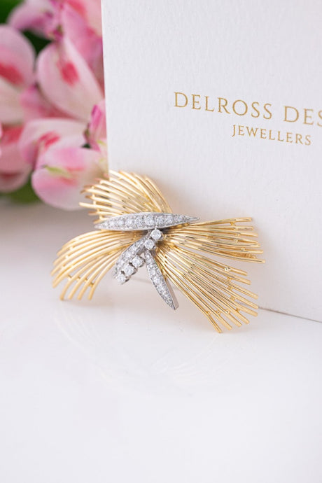 18ct Yellow & White Gold Vintage Diamond Brooch 0.50ct TDW, 
Delross Design Jewellers, Brisbane Jewellers, Custom Brisbane Jewellers, Brisbane Jewellery Repairs, Chermside West Jewellers  
