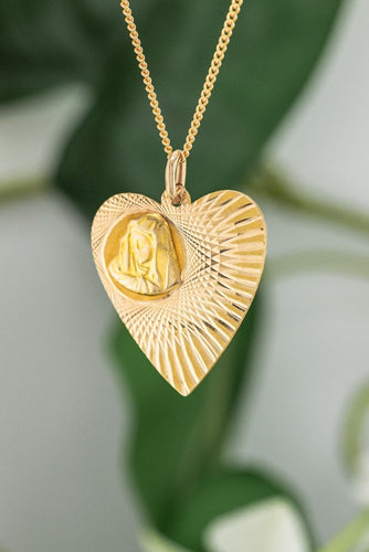 14ct Gold Mother Mary Heart Pendant, 
Delross Design Jewellers, Brisbane Jewellers, Custom Brisbane Jewellers, Brisbane Jewellery Repairs, Chermside West Jewellers  
