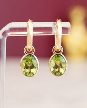Load image into Gallery viewer, 9ct Yellow Gold Natural Peridot Huggie Earrings