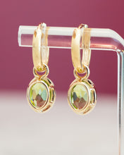 Load image into Gallery viewer, 9ct Yellow Gold Natural Peridot Huggie Earrings