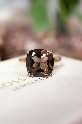 9ct Gold 7ct Smokey Quartz & 0.05ct Diamond Ring, Delross Design Jewellers, Brisbane Custom Jewellers, Chermside West Jewellers, 