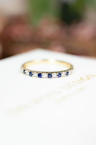 9ct Gold Sapphire & Diamond Ring 0.15ct TDW, Delross Design Jewellers, Chermside West Jewellers, Custom Jewellers, Brisbane Jewellers
