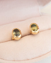Load image into Gallery viewer, 18ct Yellow Gold Handmade Oval Parti Sapphire Stud Earrings