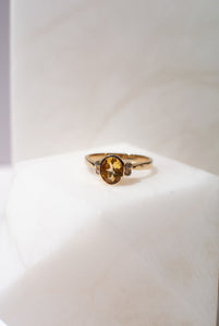 9ct Gold Citrine & Diamond Gold Ring