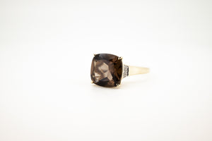 9ct Gold 7ct Smokey Quartz & 0.05ct Diamond Ring, Delross Design Jewellers, Brisbane Custom Jewellers, Chermside West Jewellers, 