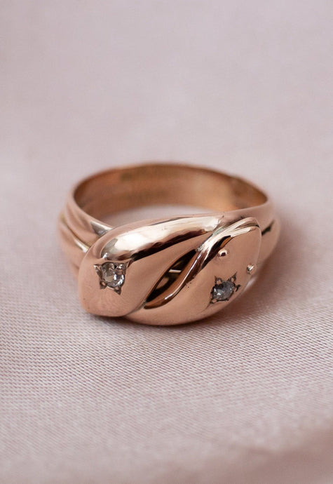 9ct Rose Gold Antique Serpent Ring
