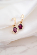 Load image into Gallery viewer, 9ct Gold 1.50ct Rhodolite Garnet Huggie Drop Earrings, 
Delross Design Jewellers, Brisbane Jewellers, Custom Brisbane Jewellers, Brisbane Jewellery Repairs, Chermside West Jewellers 