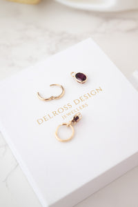 9ct Gold 1.50ct Rhodolite Garnet Huggie Drop Earrings, 
Delross Design Jewellers, Brisbane Jewellers, Custom Brisbane Jewellers, Brisbane Jewellery Repairs, Chermside West Jewellers 