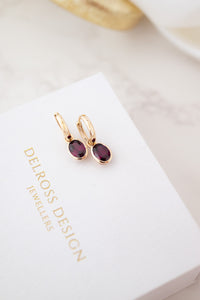 9ct Gold 1.50ct Rhodolite Garnet Huggie Drop Earrings, 
Delross Design Jewellers, Brisbane Jewellers, Custom Brisbane Jewellers, Brisbane Jewellery Repairs, Chermside West Jewellers 