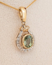 Load image into Gallery viewer, 9ct Yellow &amp; White Gold Tourmaline &amp; Diamond Enhancer Pendant