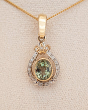 Load image into Gallery viewer, 9ct Yellow &amp; White Gold Tourmaline &amp; Diamond Enhancer Pendant