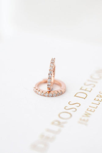 9ct Rose Gold Diamond Huggie Earrings, 
Delross Design Jewellers, Brisbane Jewellers, Custom Brisbane Jewellers, Brisbane Jewellery Repairs, Chermside West Jewellers  
