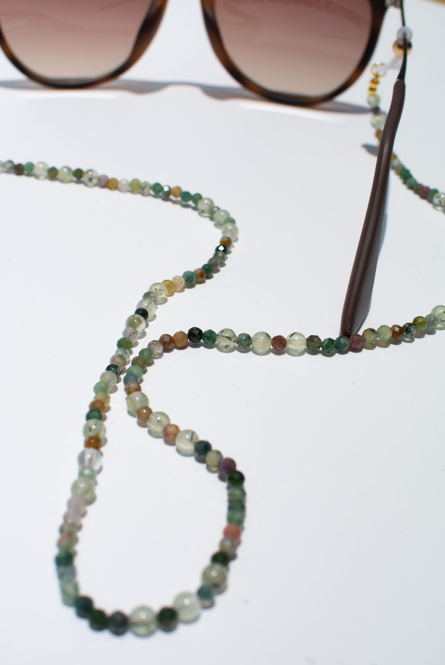 Delross Design Jeweller, Brisbane Jeweller, Chermside Jeweller, Custom Jewellery, Glasses Strand, Faceted Jasper & Prehnite