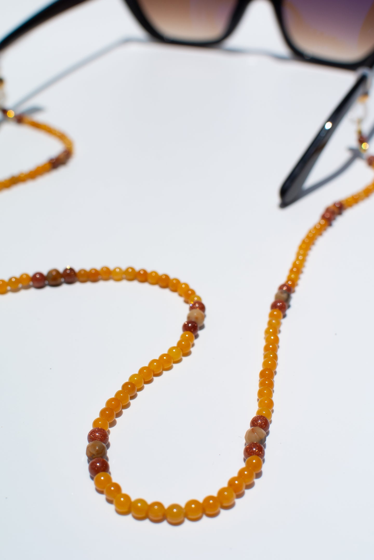 Yellow Jade, Picasso Jasper & Goldstone Glasses Strand, Delross Design Jewellers, Brisbane Jeweller, Chermside West Jeweller, Custom Jeweller