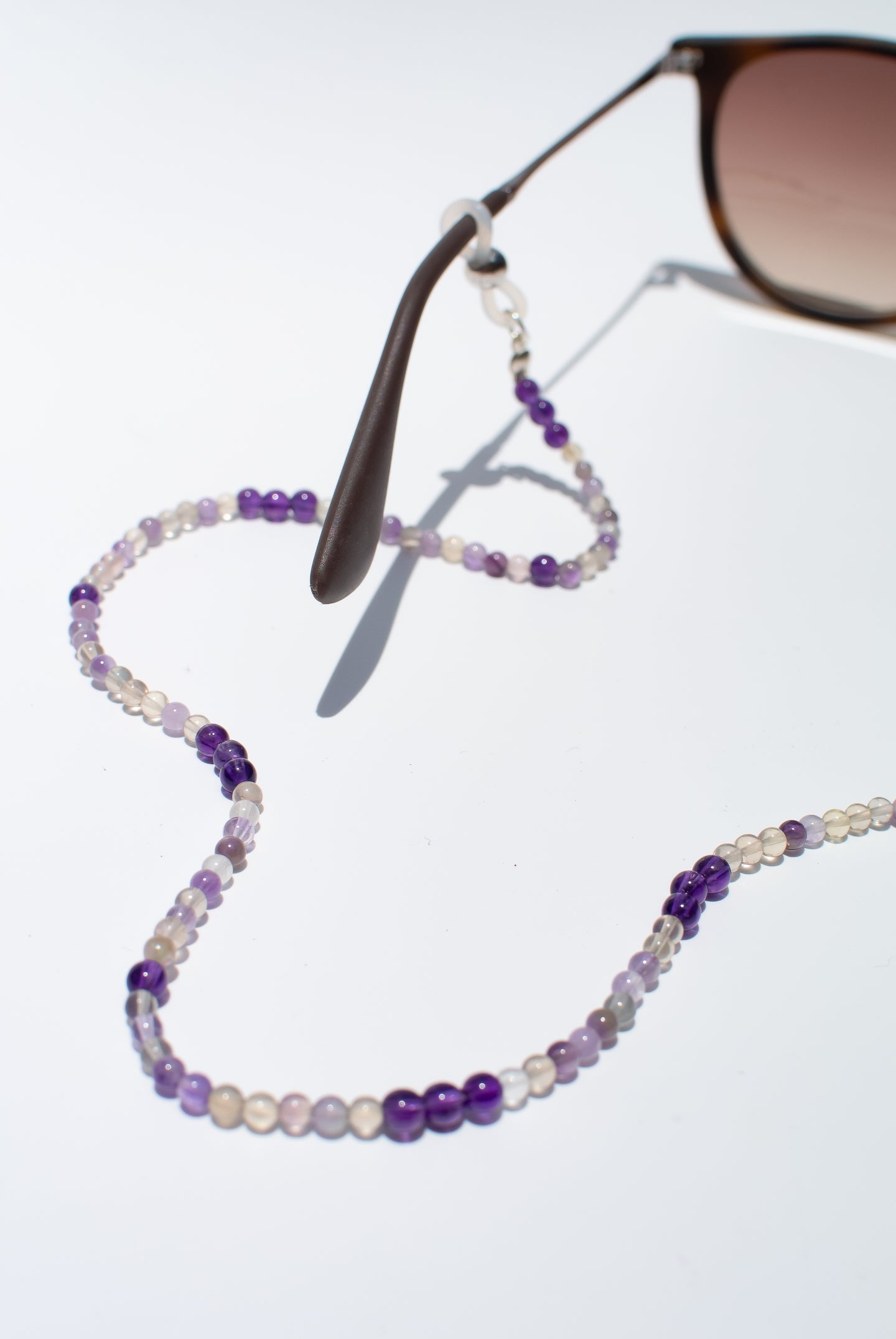 Fluorite & Amethyst Delross Design Jeweller, Brisbane Jeweller, Chermside Jeweller, Custom Jewellery, Glasses Strand, 