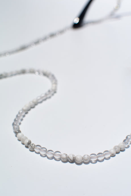 White Turquoise & Clear Crystal Glasses Strand