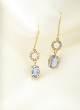 Load image into Gallery viewer, 14ct Gold Tanzanite Diamond Drop Earrings