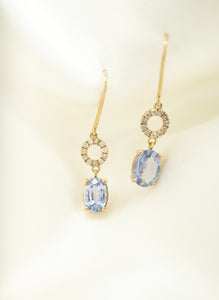 14ct Gold Tanzanite Diamond Drop Earrings