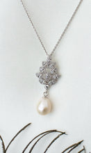 Load image into Gallery viewer, Sterling Silver Cubic Zirconia Pearl Pendant
