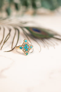 14ct gold Antique Victorian Turquoise & Pearl Ring, Delross Design Jewellers, Chermside West Jewellers, Custom Jewellery
