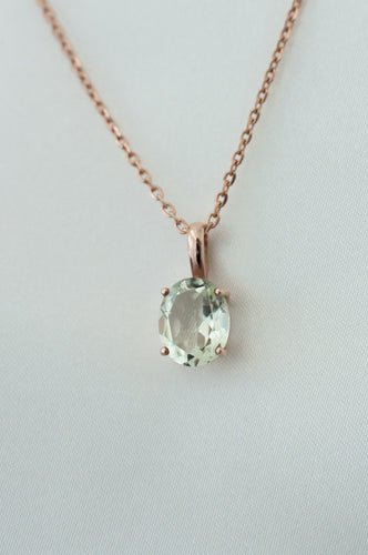 Rose Gold Vermeil Silver Prasiolite Pendant,  Delross Design Jeweller, Brisbane Jeweller, Chermside Jeweller, Custom Jewellery