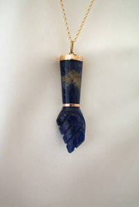 Antique 18ct Gold Handmade Sodalite Figa Pendant, Delross Design Jeweller, Brisbane Jeweller, Chermside Jeweller, Custom Jewellery