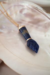 Antique 18ct Gold Handmade Sodalite Figa Pendant, Delross Design Jeweller, Brisbane Jeweller, Chermside Jeweller, Custom Jewellery