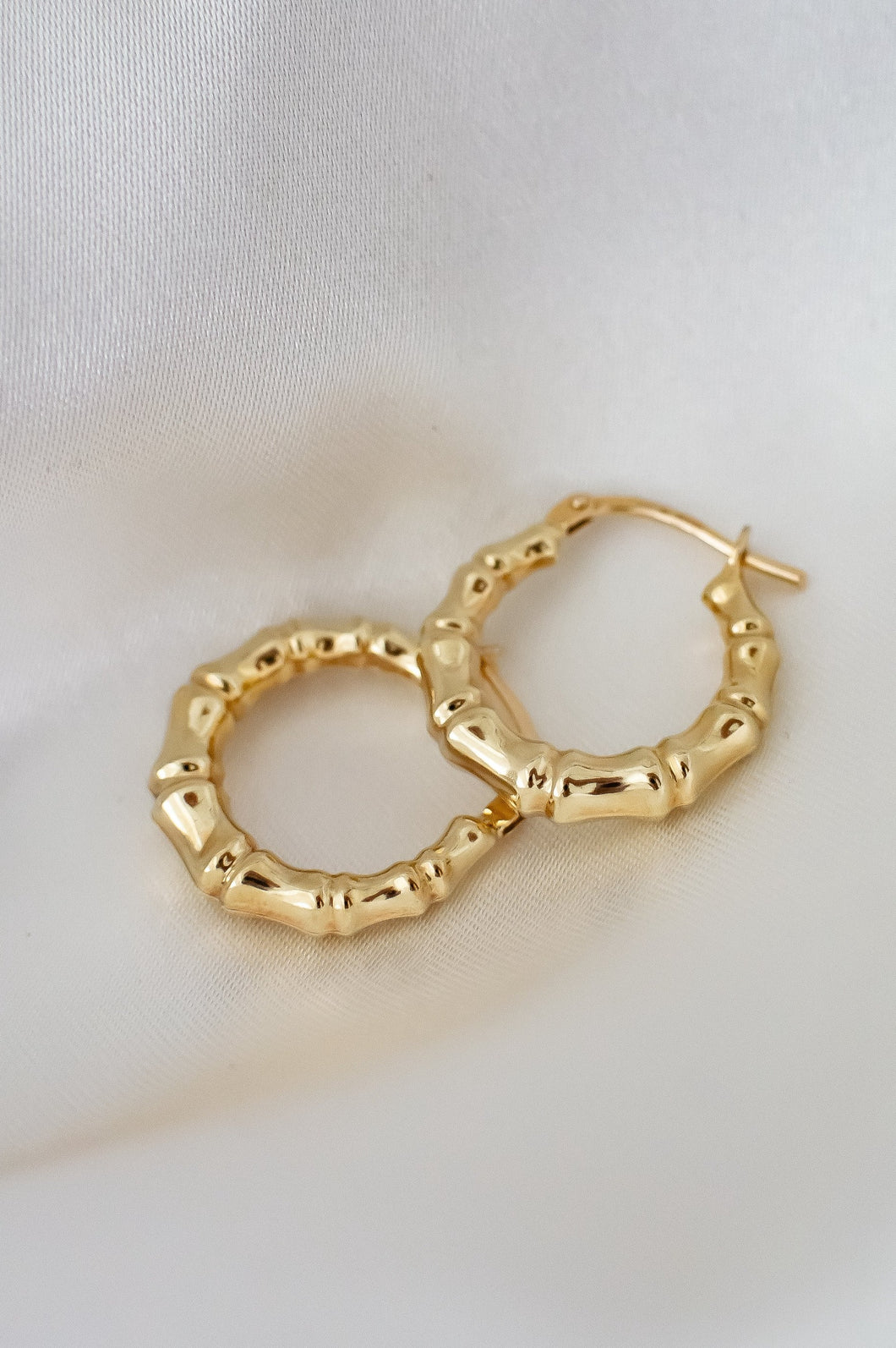 Vintage 9ct Gold Bamboo Hoop Earrings, Delross Design Jewellers
