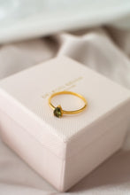 Load image into Gallery viewer, Gold Vermeil Moldvite Silver Ring, Delross Design Jewellers, Brisbane Jeweller