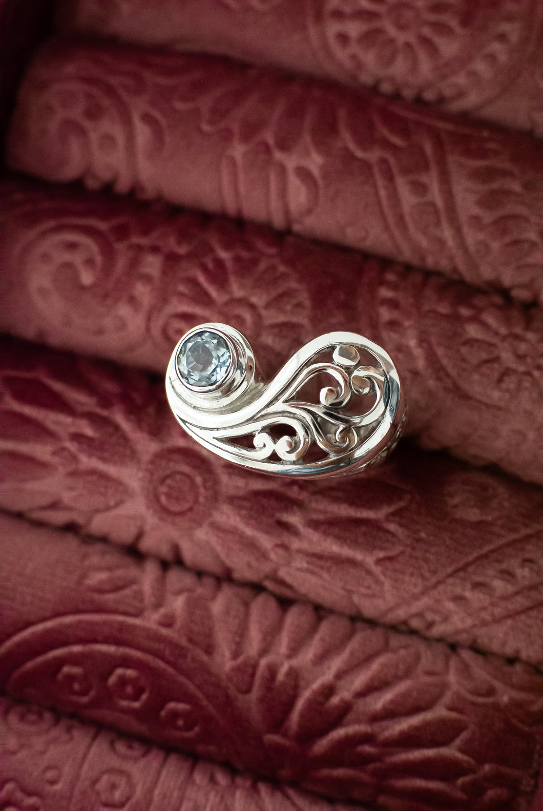 Ornate Sterling Silver Topaz Ring, Delross Design Jeweller, Brisbane Jeweller, Chermside Jeweller, Custom Jewellery