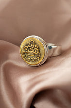 Load image into Gallery viewer, Antique Handmade Sterling Silver French Gilded Button Ring, Delross Design Jeweller, Brisbane Jeweller, Chermside Jeweller, Custom Jewellery