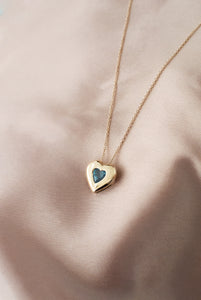 14ct Gold Blue Spinel Heart Slider Pendant,  Delross Design Jeweller, Brisbane Jeweller, Chermside Jeweller, Custom Jewellery