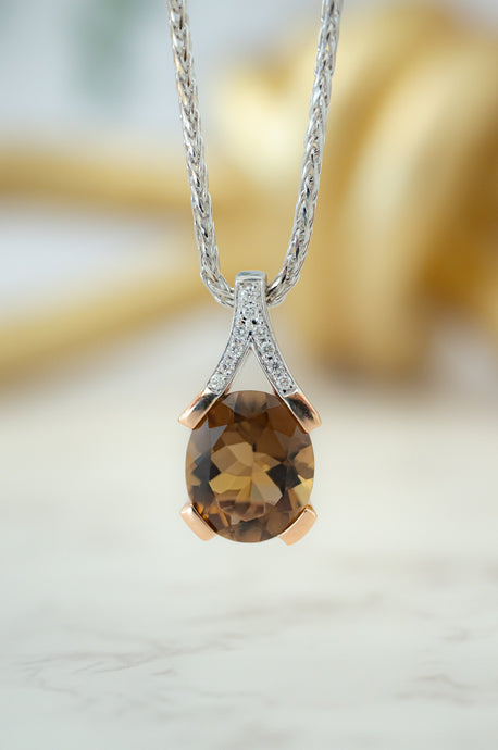 9ct White & Rose Gold Quartz Pendant, Delross Design Jewellers, Custom Jewellers, Chermside West Jewellers