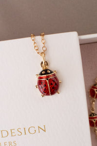 14ct Gold Red Enamel Lady Bug Pendant, Delross Design Jeweller, Brisbane Jeweller, Chermside Jeweller, Custom Jewellery