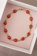 Load image into Gallery viewer, 14ct Gold Red Enamel Lady Bug Bracelet,  Delross Design Jeweller, Brisbane Jeweller, Chermside Jeweller, Custom Jewellery
