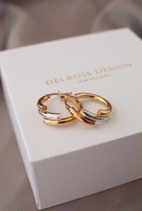 9ct Yellow, Rose & White Gold Hoop Earrings, Delross Design Jeweller, Brisbane Jeweller, Chermside Jeweller, Custom Jewellery
