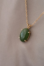 Load image into Gallery viewer, 14ct Yellow Gold Cabochon Nephrite Jade Oval Pendant, Delross Design Jeweller, Brisbane Jeweller, Chermside Jeweller, Custom Jewellery