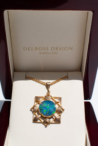 9ct Gold Opal Doublet Pendant, Delross Design Jeweller, Brisbane Jeweller, Chermside Jeweller, Custom Jewellery