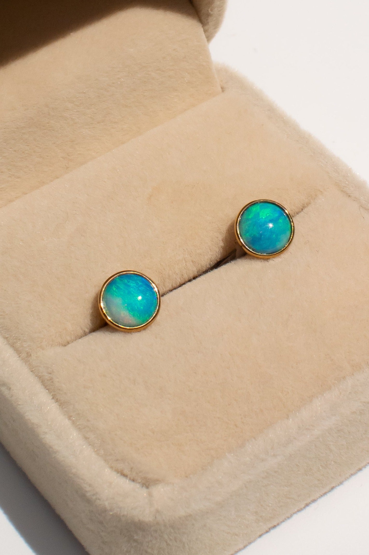 9ct Gold Natural Solid Boulder Opal Stud Earrings, Delross Design Jeweller, Brisbane Jeweller, Chermside Jeweller, Custom Jewellery 