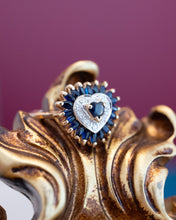 Load image into Gallery viewer, 9ct Yellow Gold Sapphire &amp; Diamond Heart Ring