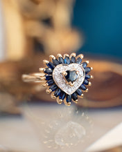 Load image into Gallery viewer, 9ct Yellow Gold Sapphire &amp; Diamond Heart Ring
