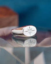 Load image into Gallery viewer, Silver Star Signet Cubic Zirconia Ring