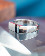 Load image into Gallery viewer, Silver Rectangular Onyx Signet Ring