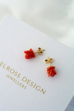 Load image into Gallery viewer, 18ct Gold Antique Coral Stud Earrings, Delross Design Jeweller, Brisbane Jeweller, Chermside Jeweller, Custom Jewellery