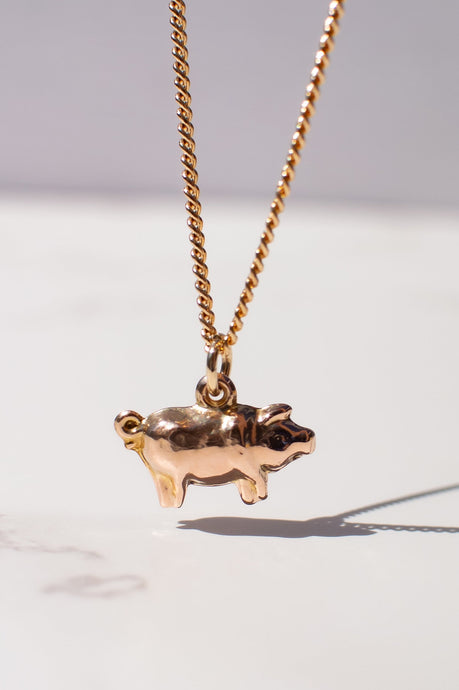 9ct Rose Gold Pig Charm Pendant, Delross Design Jeweller, Brisbane Jeweller, Chermside Jeweller, Custom Jewellery