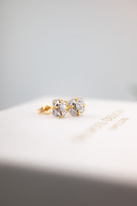 Vintage 9ct Yellow & White Gold Spinel Stud Earrings,  Delross Design Jewellers, Brisbane Jewellers, Custom Brisbane Jewellers, Brisbane Jewellery Repairs, Chermside West Jewellers  