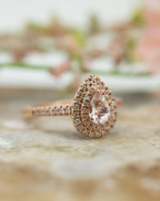 Load image into Gallery viewer, 10ct Rose Gold Morganite, Sapphire &amp; Diamond Ring