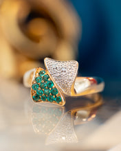 Load image into Gallery viewer, 9ct Yellow Gold Emerald &amp; Diamond Ring