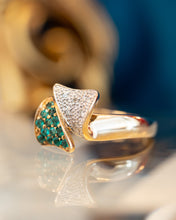 Load image into Gallery viewer, 9ct Yellow Gold Emerald &amp; Diamond Ring